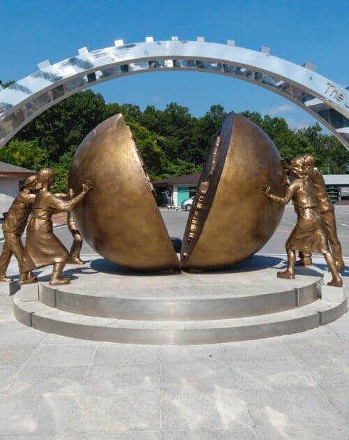 Gyeonggi, Paju, DMZ, South Korea - September 8 2017: Monument at the third tunnel in the DMZ between North and South Korea as a symbol of unification and peace