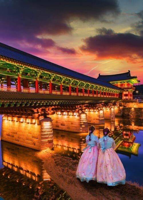 Sunrise,At,Woljeong,Bridge,At,City,Of,Gyeongju,,South,Korea.